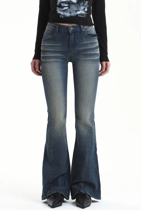 102 CAT WASHING MID-RISE JEANS VINTAGE BLUE