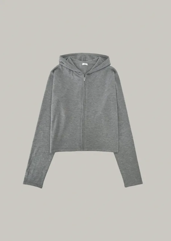 knit hood zip-up (gray)