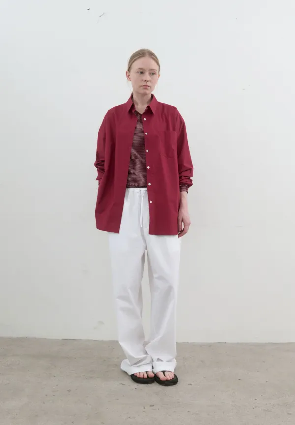 Plain cotton overfit shirt (deep cherry)