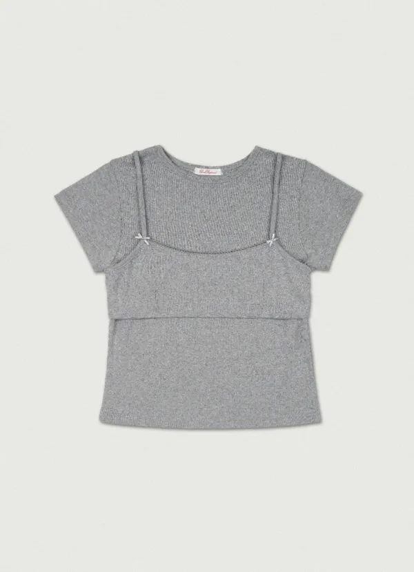 Eyelet Near Bustier Top SET [gray]