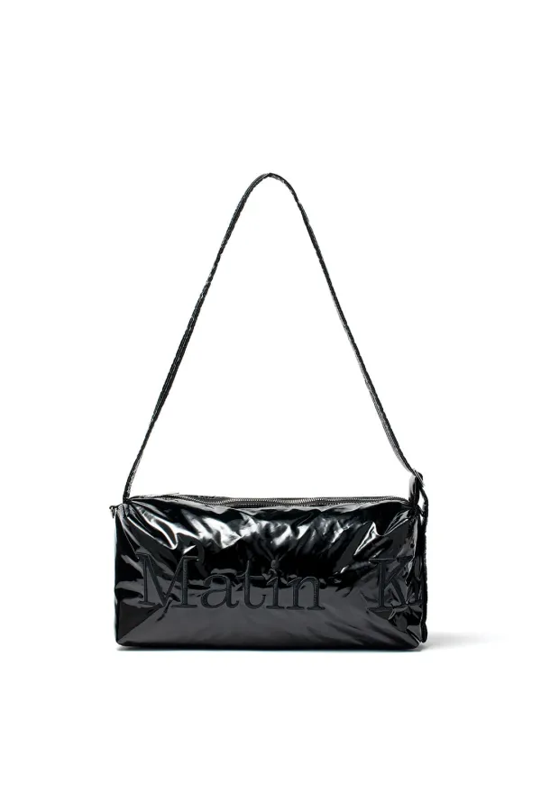 GLOSSY LOGO STITCH CROSS BAG IN BLACK
