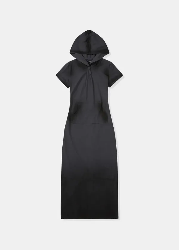 HOODED TWISTED DRESS (DARK GREY)