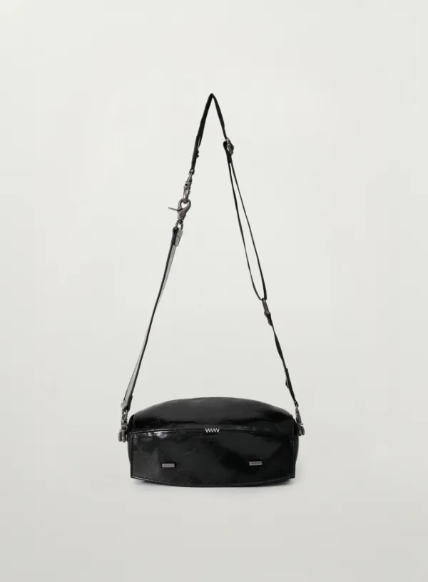 Barrel Button Shoulder Bag - Black