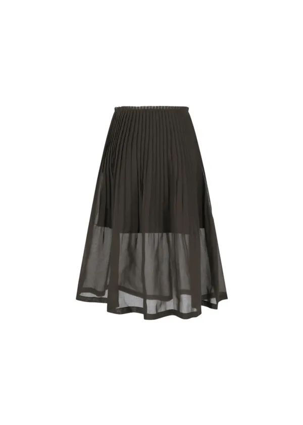 Pleated Midi Skirt, Brown