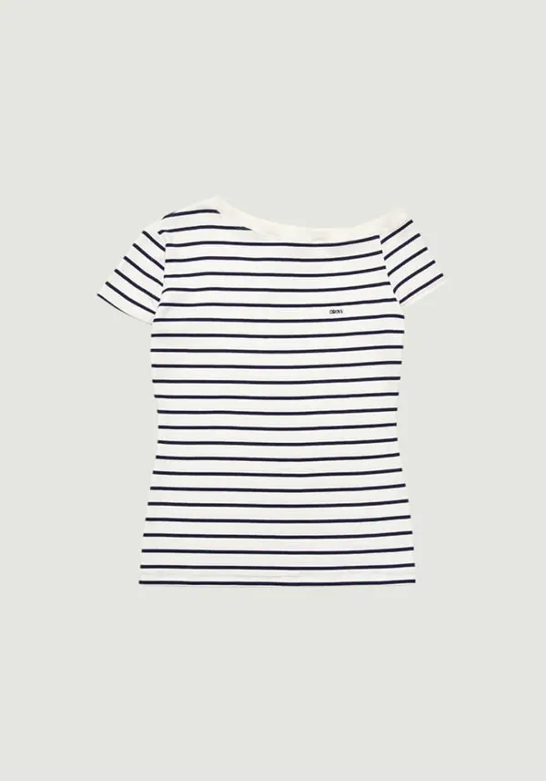 SERA STRIPE OFF-SHOULDER T-SHIRT