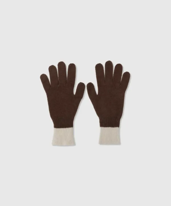 Two-tone wool gloves (Brown)