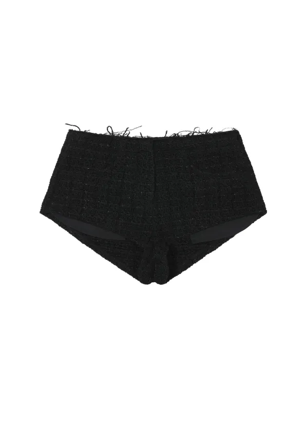 [2ND] ROUGH-CUT SHORTS, TWEED BLACK