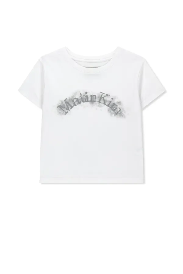 MATIN KIM ARCH LOGO CROP TOP IN WHITE
