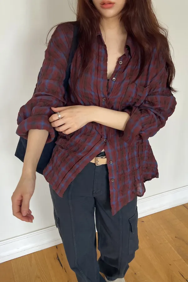 Burnt Check Shirt (wine)