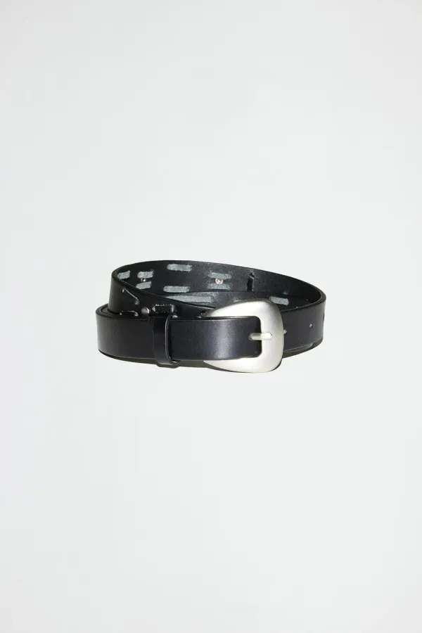 TWIST WESTERN LEATHER BELT - BLACK