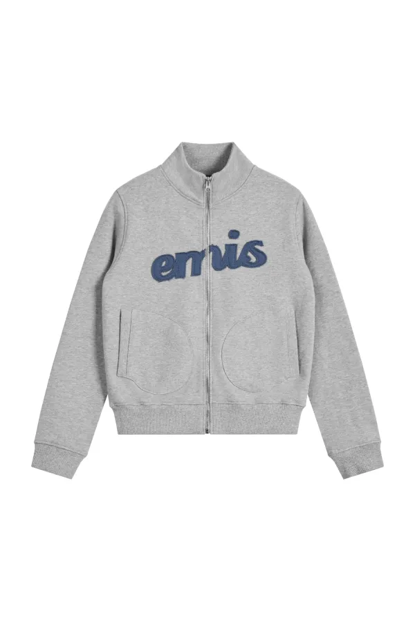 (W) LETTERING LOGO SWEAT ZIP-UP-MELANGE GRAY