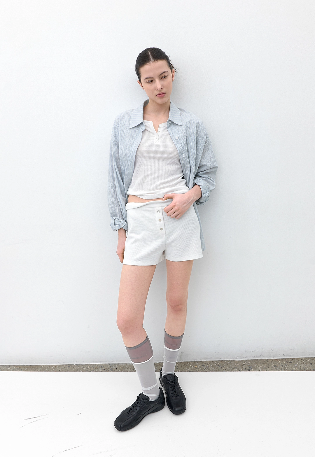 아뜰리에 나인 (BL-4405)AN MULTI STRIPE SEERSUCKER OVERSIZE SHIRT S 상품 이미지 3