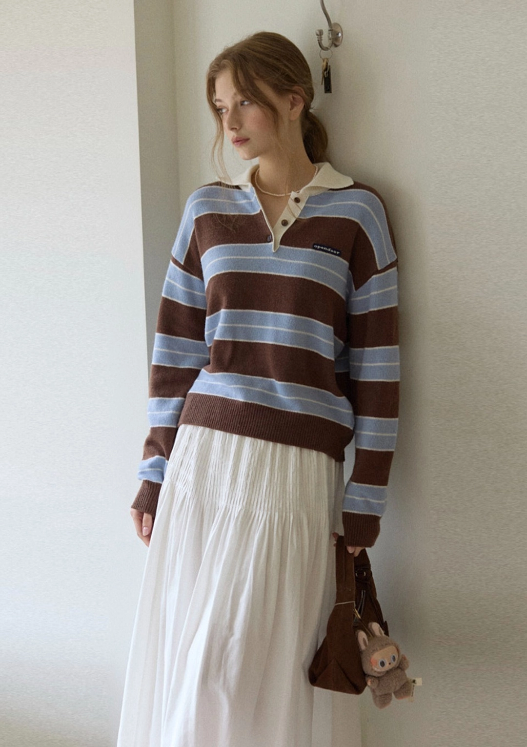 오픈도어 color stripes KNIT BROWN 상품 이미지 2
