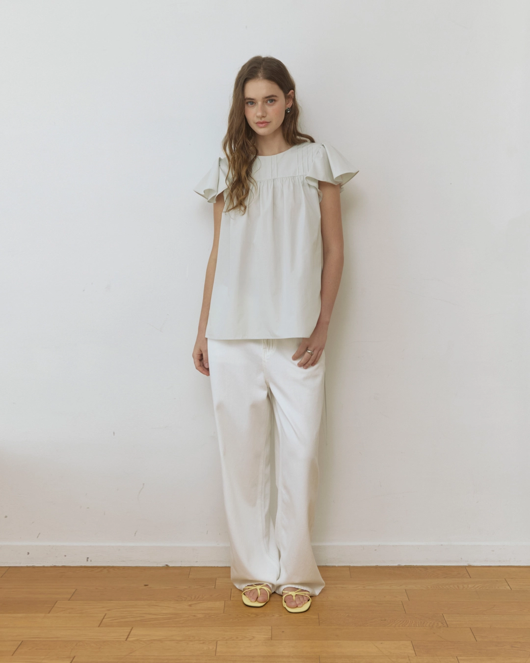 어다울 Horn clean wide cotton pants - white 상품 이미지 2