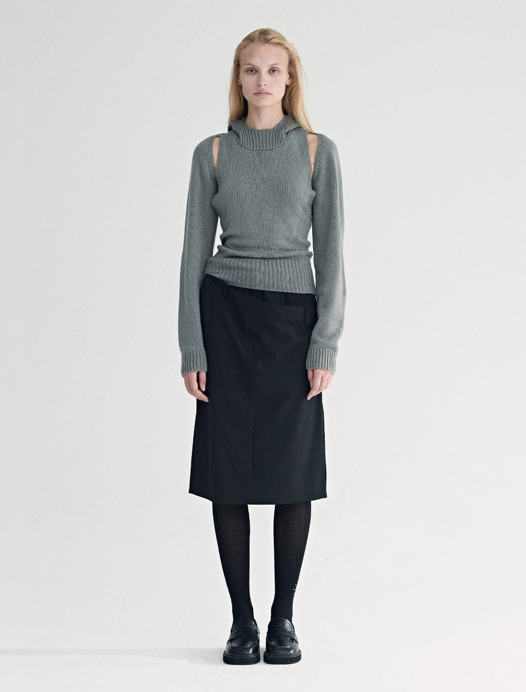 솔티페블 DOUBLE WAIST SKIRT [BLACK] 상품 이미지 2