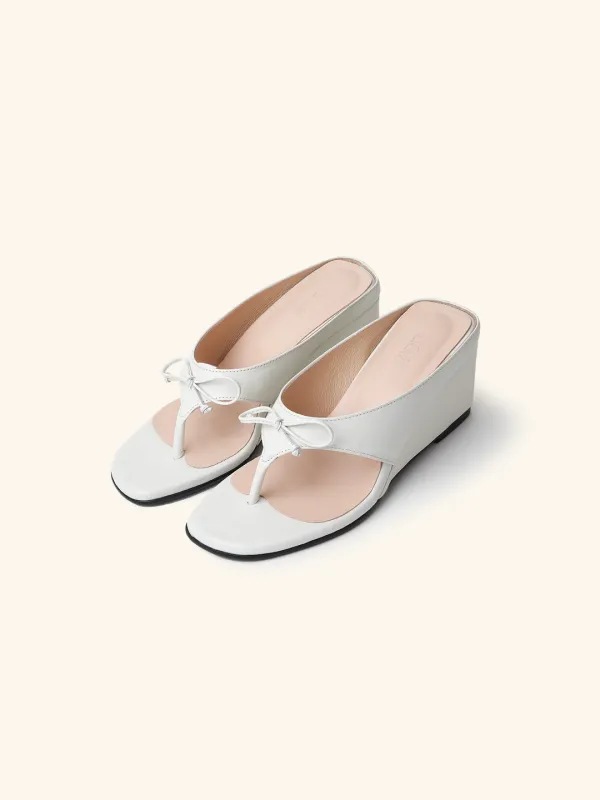 COIA wedge mule(ribbon) / 아이보리