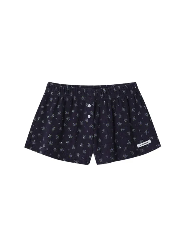 BUTTON FLOWER SHORTS_NAVY