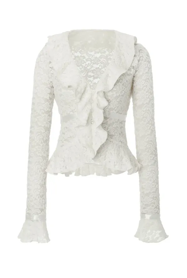 Floral ruffle cardigan