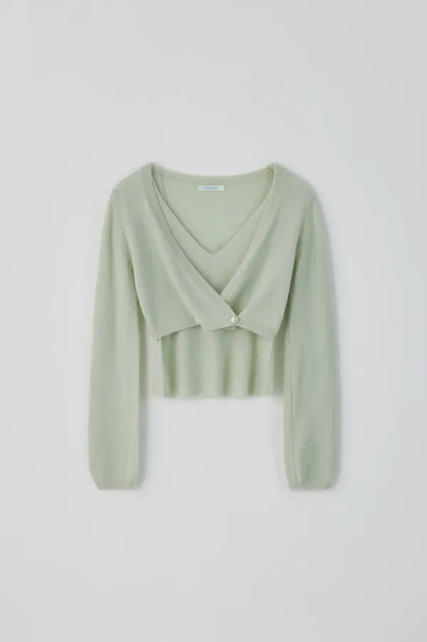 (2nd re-stock) T/T Lisse sleeve set up cardigan (mint)