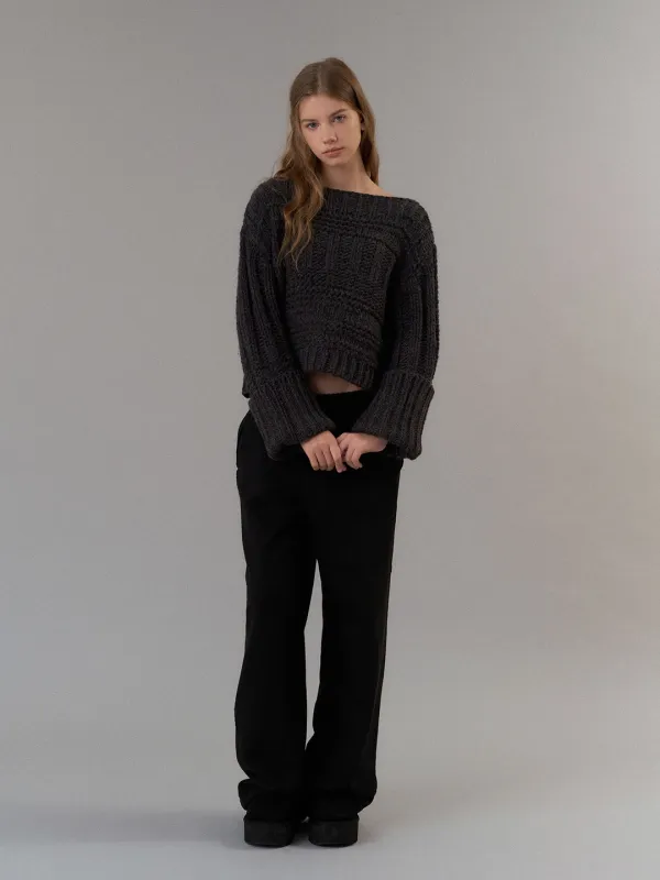boatneck bulky knit (charcoal)