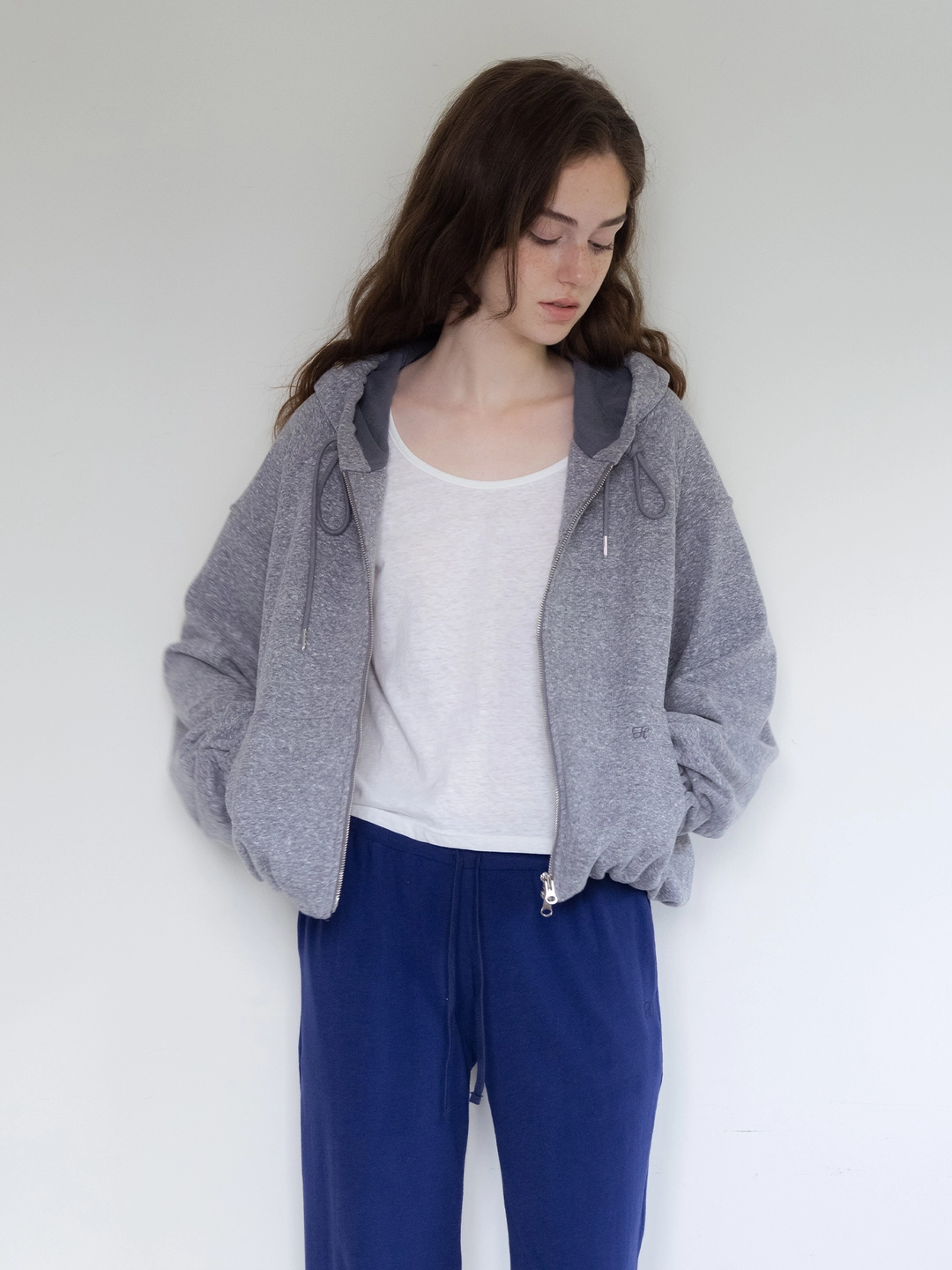 헤더먼트 cloudy volume zip-up (melange grey) 상품 이미지 1