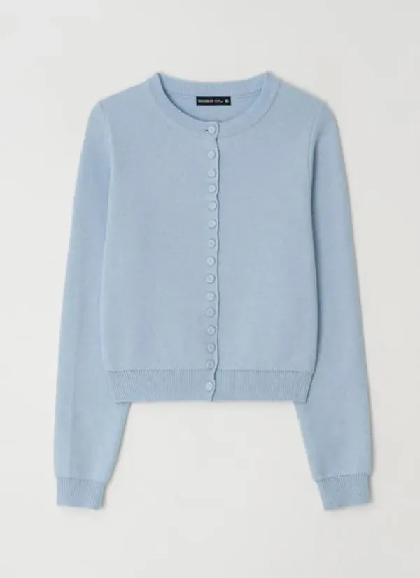 BUTTON UP KNIT CARDIGAN SOFT BLUE