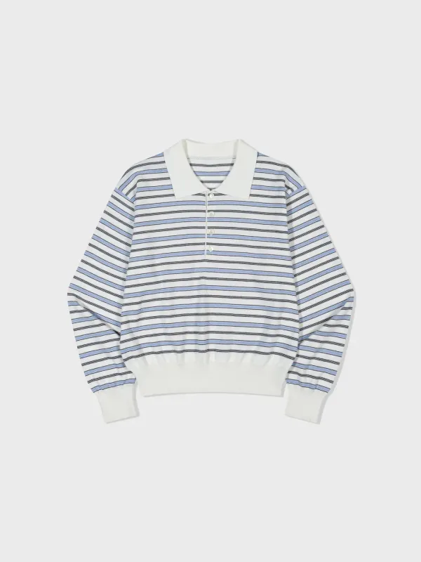 Striped Open Collar Sweater_Ivory Stripe