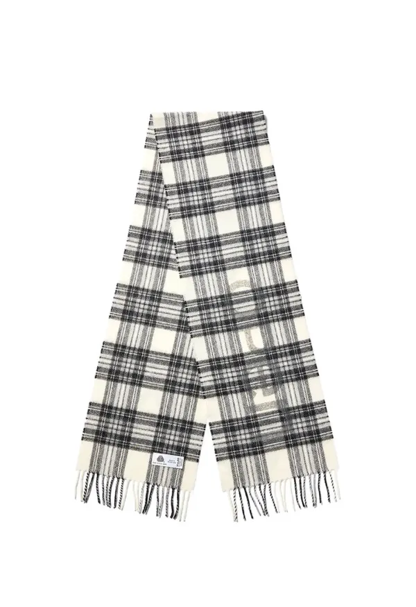 OPEN YY TARTAN WOOL SCARF, BLACK