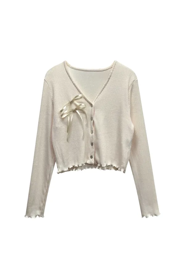 LUCID RIBBON CARDIGAN / IVORY