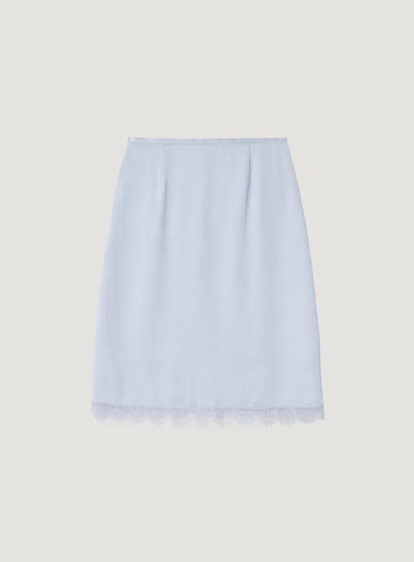 AILE SATIN LACE SKIRT_LIGHT BLUE