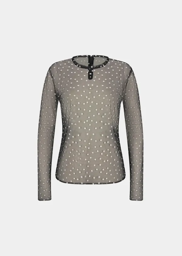 W JAPANESE FLORAL LACE TOP - BLACK