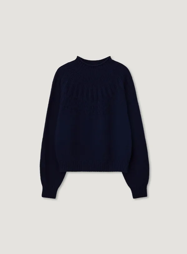 BOWL CABLE KNIT_NAVY