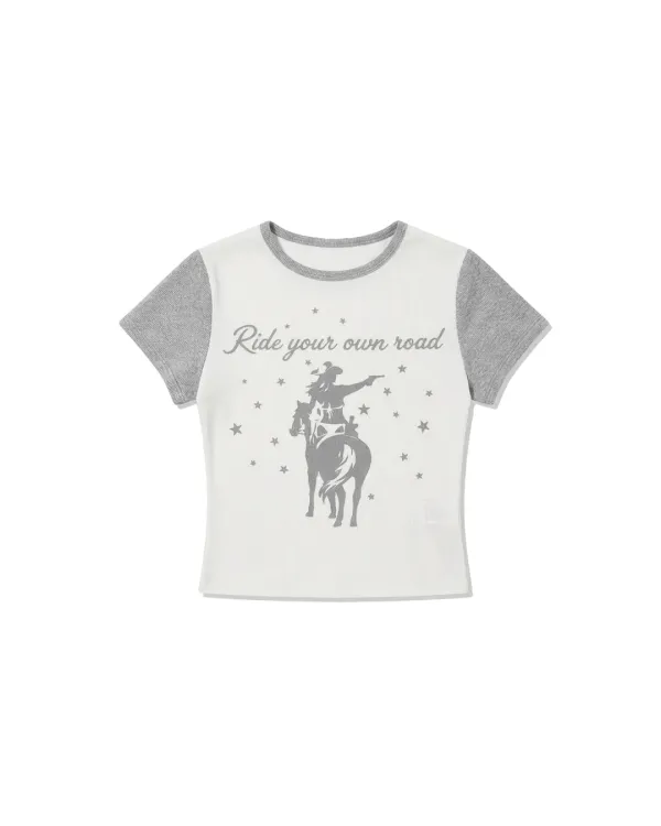 Western ringer tee - White