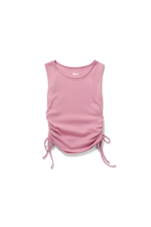 Shirring sleeveless top_pink