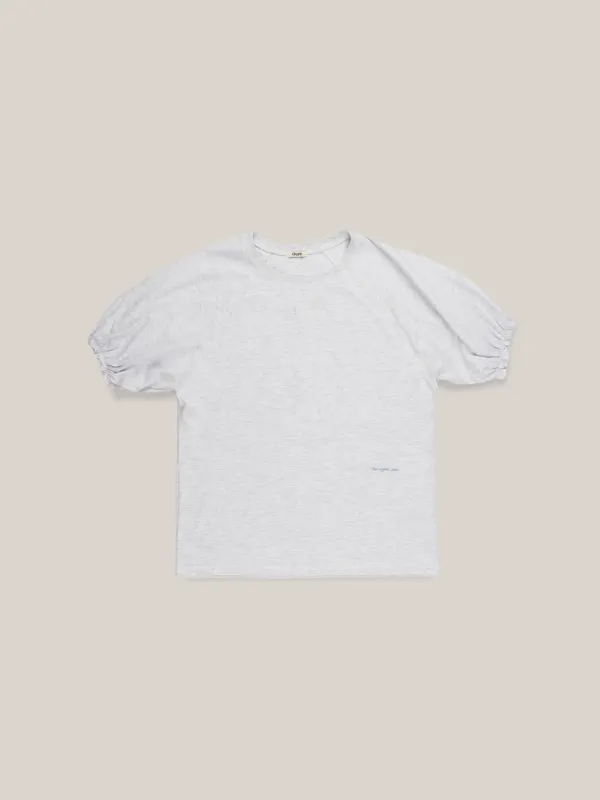 PUFF SHIRRING T-SHIRTS  [ MELANGE ]