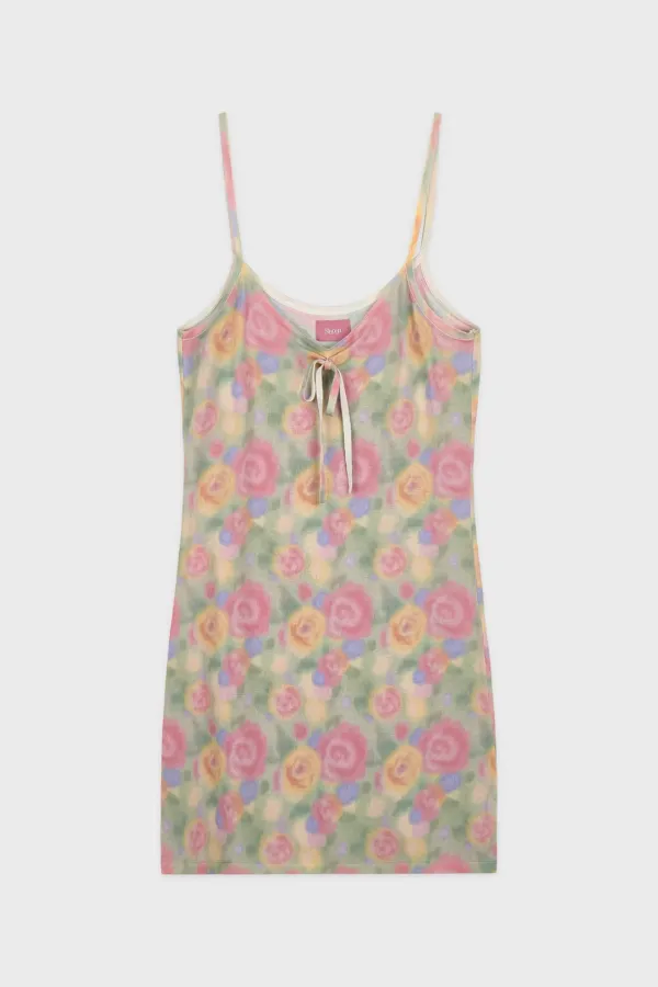 Flower Print Sleeveless Knit Dress (Green)