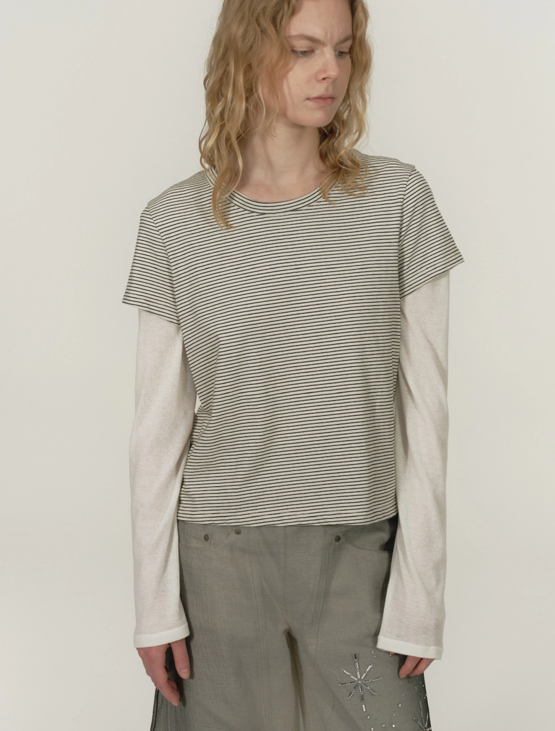 솔티페블 LAYERED TWO WAY TOP [STRIPE] 상품 이미지 2