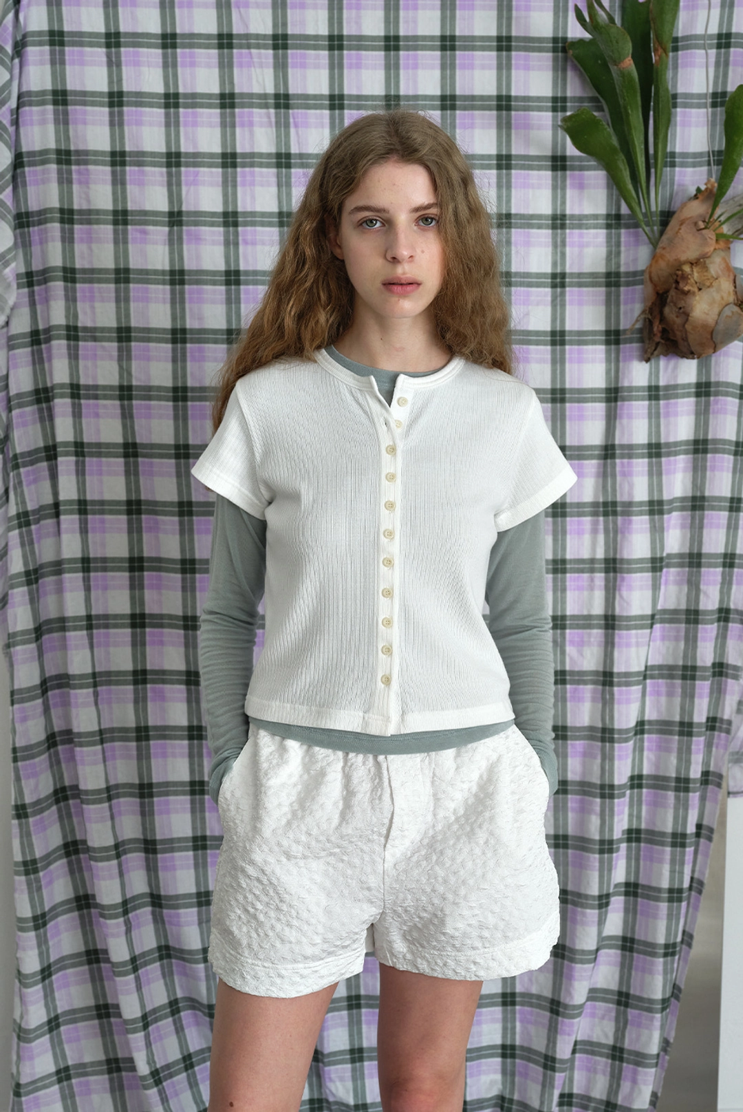 브렌다 브렌든 baker embo shorts - ivory 상품 이미지 2