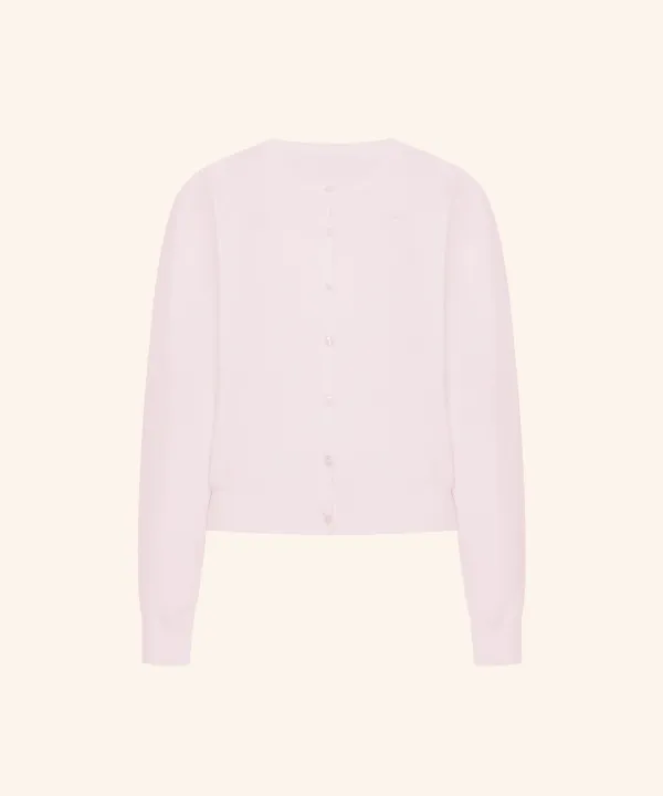 Letters U-neck Basic Cardigan ( Light Pink )