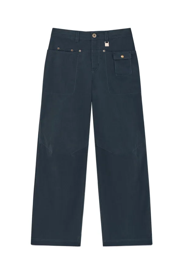 SNAP POCKET POINT FATIGUE PANTS IN NAVY