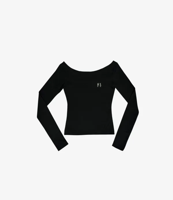 Newalrin Emblem Long sleeve Boat neck Top