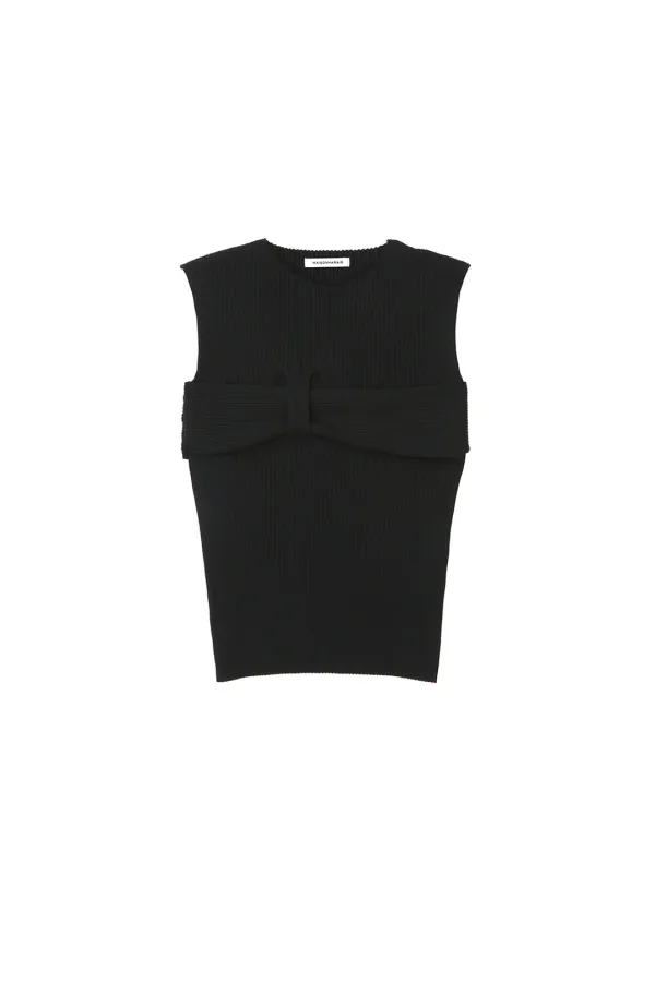 Plaid Knit Sleeveless, Black