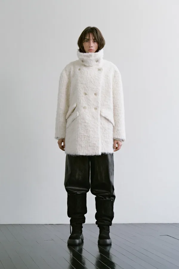 Hairy Fur Half Coat [ Ivory ]