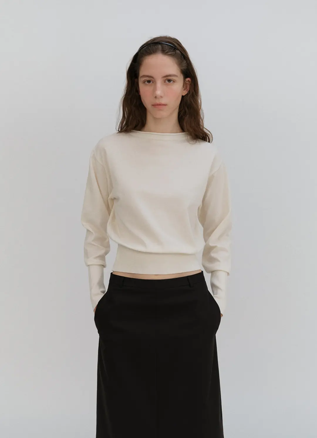 베이오드 Cotton H-line long skirt_black 상품 이미지 3