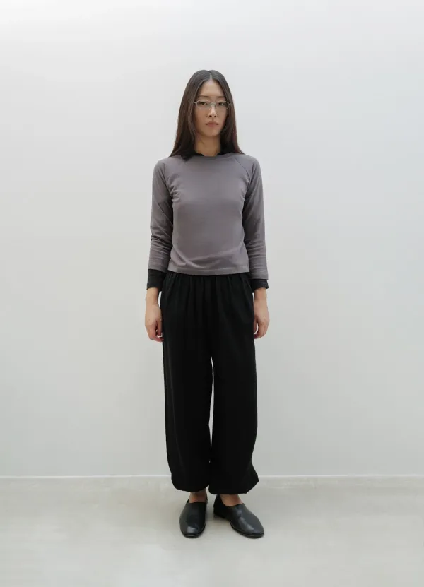 Raglan Cotton Sleeve Top / Brown