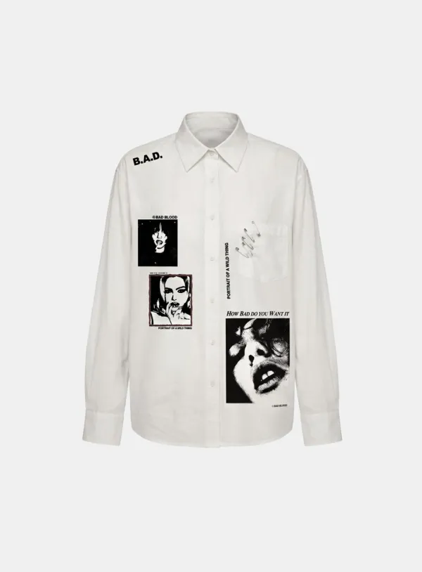 [w-sht26-013] Portrait of a Wild Thing Shirt - White