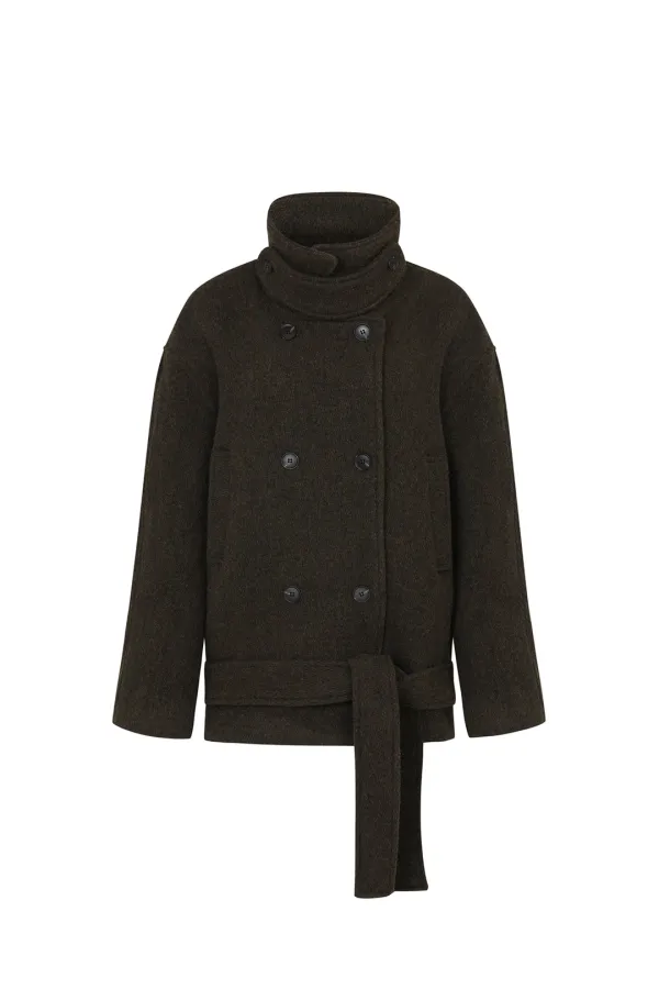 AMBER BELTED DOUBLE COAT brown