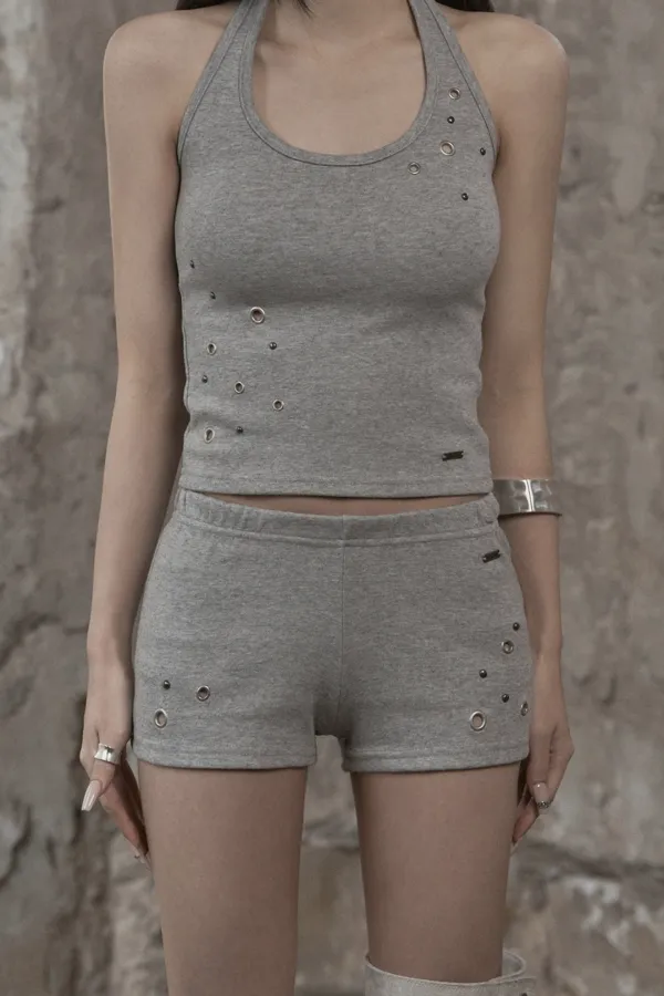 Eyelet Mini Shorts (gray)