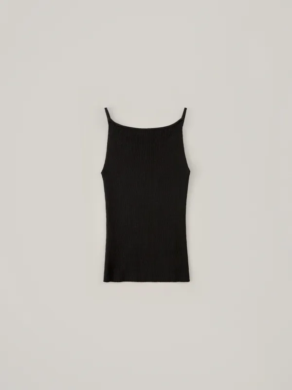Ribbed Sleeveless Knit - Black