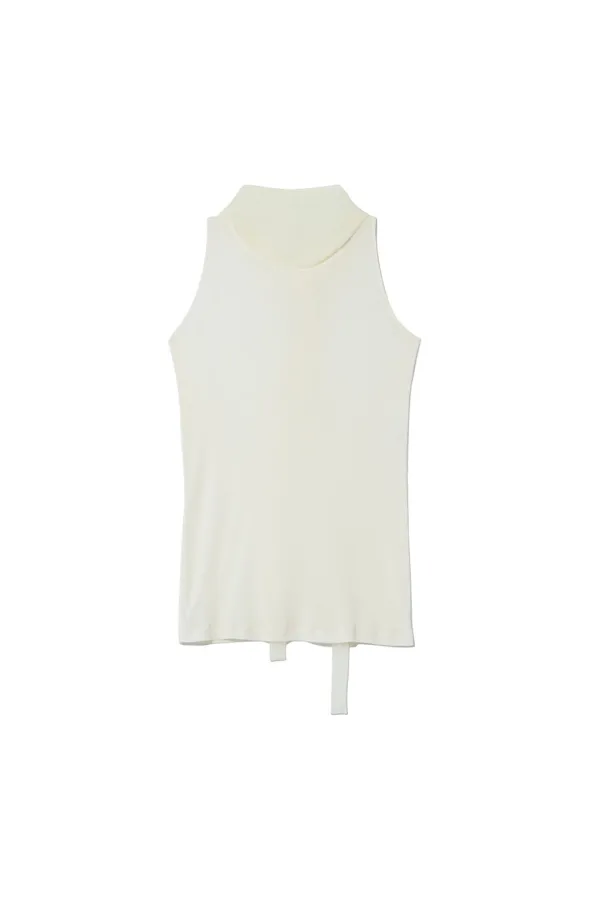 SCARF SLEEVELESS JERSEY TOP [IVORY]